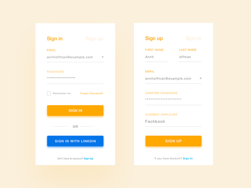 Login & Sign up Screen by Madbrains Technologies LLP on Dribbble