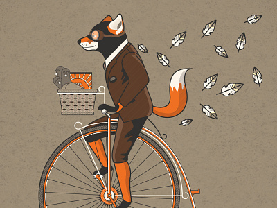 Fantastic Mr. Fox on a Pennyfarthing bike fantastic mr fox fox illustration pennyfarthing