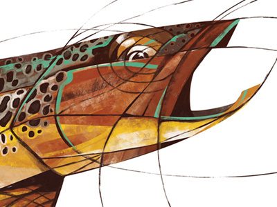 The Brown brown trout fishing art fly fishing illustration trout