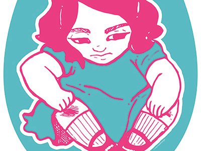 Lost Childhood child childhood color contrast dress girl illustration lost sadness skinned knees sticker vector