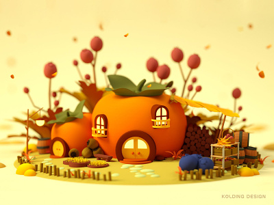 Home of the elves - 03 - Autumn 3d 3d art building c4d cabin cartoon cinema 4d elf house illustraion octane