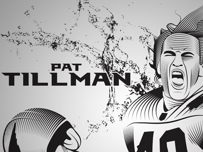 Pat Tillman Design cardinals football halftone hero line monochrome retro sports t shirt vector vintage