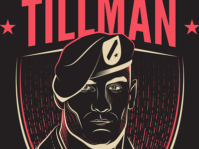 Pat Tillman army hero line art silk screen t shirt vector