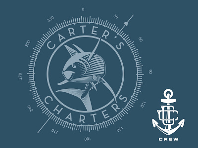 Carter's Charters boat captain charter fish fishing line nautical ocean sea t shirt tuna