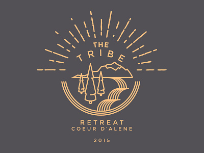 Tribe Retreat Event Logo event illustration line logo mountains nature trees tribe waterfall