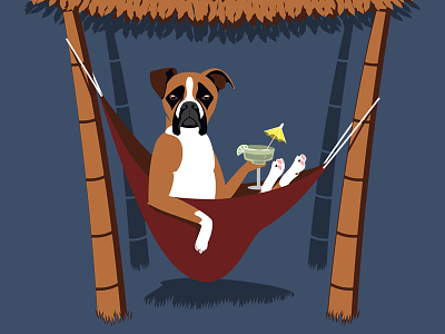 Everything is gonna be alright animals boxer chill dog hammock lounge margarita relax tiki