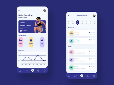 Mobile UI for a fitness app animation animation 2d animation after effects brand design branding character creative design designer fitness fitnessapp graphic design graphicdesign illustration illustrator logo motion graphics ui ux vector