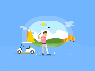 Hello Dribbble character debut game golf illustration play vector