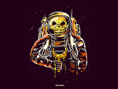 Mooneater astronaut illustration moon skull space vector