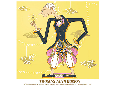 Thomas Alfa Edison Wayang illustration inventor lamp vector wayang