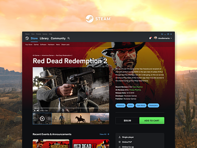 Steam Redesign - Title View games landing page layout pc redesign steam ui valve videogames