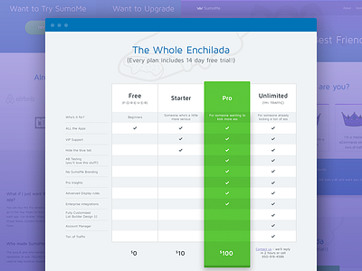 SumoMe Pricing Page pricing pricing table table ui ux