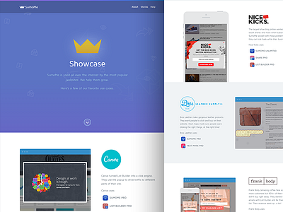 SumoMe Showcase landing page showcase sumome