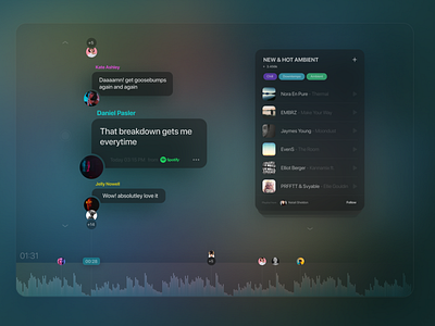 Music platform concept - comments integration comments design interface music playlist social ui ux web design