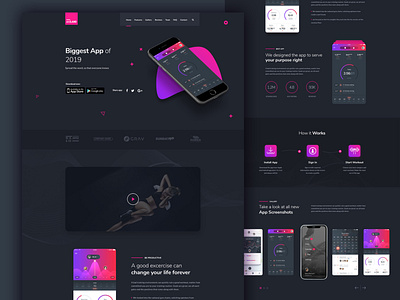 Rath Dark - App Landing One page PSD Template