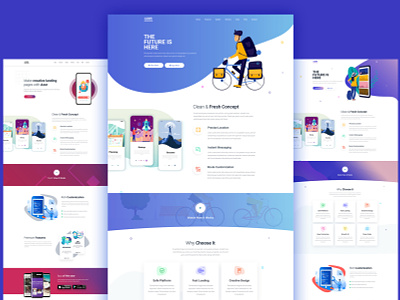 Azor - App Landing Template andit animation app landing onepage branding clean design corporate delivery high quality psd files typography web design website