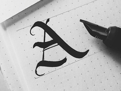 eh a black and white calligraphy hand drawn letter lettering nib type