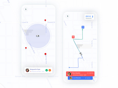 Taxi Driver Application android app best blue design dribbble illustration map minimal mobile navigation red taxi travel ui ux