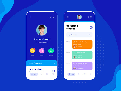 Education App for Students blue category class classroom color course design education layout mobile app shedule timeline typogaphy ui user interface ux
