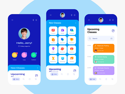 Education App for Students 3d category color education icons illustrator intraction layout menu mobile profile shedule timeline ui ux