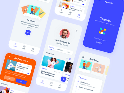 Talento Application app exchange mobile notification skills talent tattoo ui screens ux