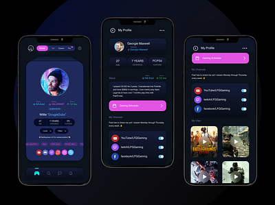 Find Your Teammate to Play Games account chat game game profile mobile ui players profile shedule social media swipe ui design ux design