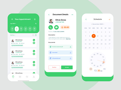 Digital Notary Service app ui appointment calendar document green ui layout mobile app notary registration service shedule time ux design