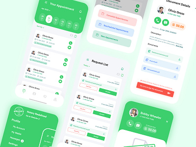 Digital Notary Service app flow calendar document layout mobile ui notary redesign shedule ui kit uidesign ux design