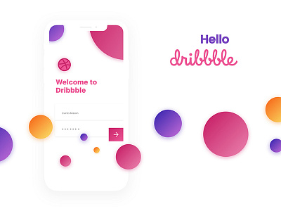 Hello Dribbble app circle colourful design dribble login mobile responsive ui ux