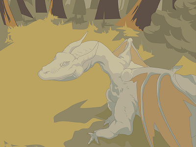 White Dragon adobe illustrator dragon fantasy art forest illustration