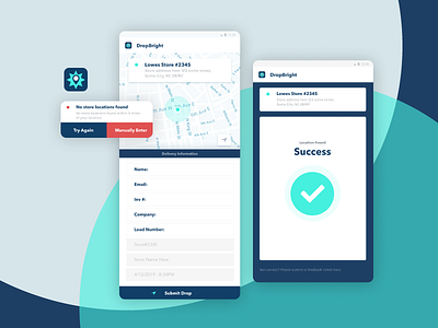 DropBright Delivery App app app design brand check mark design form form design form field map app map ui mobile mobile app ui