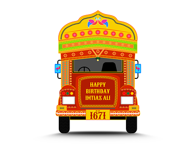 Birthday wishes to Imtiaz ali using Truck artwork concept birthday clean creative design feel highway illustration imtiaz-ali india indian indian-truck minimal minimalist truck truckart vector