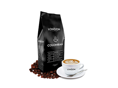 The London Coffee Black art black bold branding clean coffee coffee bean coffeebranding design label labeldesign london minimal packagedesign packaging