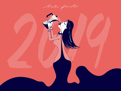 but first... coffee - Hello 2019 ! coffee colors design draw illustration ink nye typography vector woman