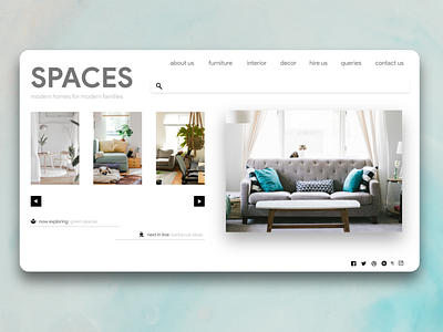 Spaces - A UI Exploration Shot of modern furnishings branding design flat illustration illustrator minimal typogaphy ui design ui design challenge ui shot uidesign uiux user experience ux ux design ux designer uxui web web design website