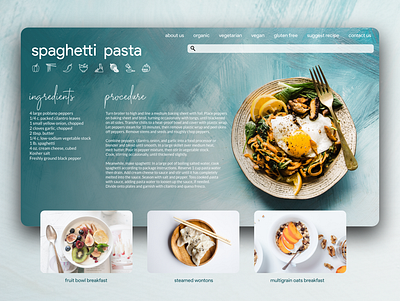 Food Recipe UI Shot branding design illustration illustrator minimal typography ui design user experience ux design web