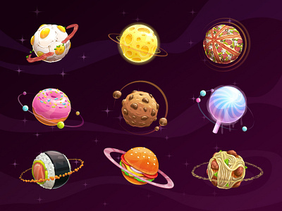 Food Planets (vector illustration) food galaxy planets space vector