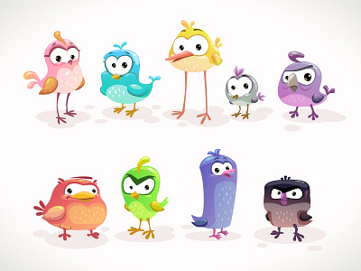Birds birds cartoon characters comic vector