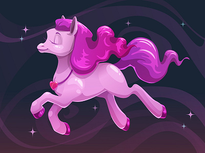 Dreaming Space cute horse night pony space vector