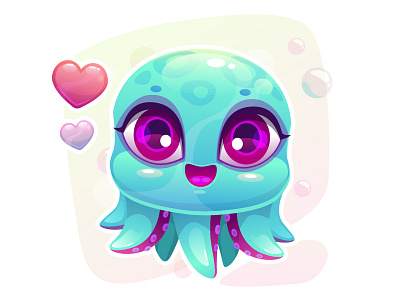 Little Octopus cartoon characters cute illustration octopus vector