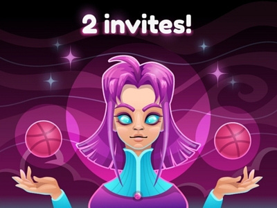 2 Dribbble Invites dribbble illustration invitation invite vector