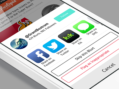 Blurtopia iOS 7 Share Sheet answers app feedback ios ios 7 iphone orange polling questions results social