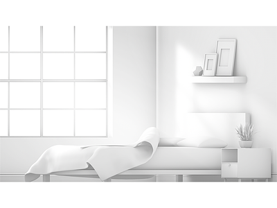 First Light bed c4d model render room window