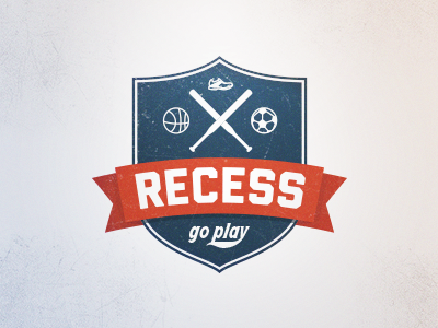 Recess Mark crest emblem identity logo recess ribbon shield sports