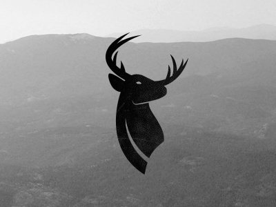 Buck animal antlers deer logo mark mountains nature