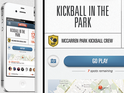 Recess app button emblem ios iphone kickball location map pin sports