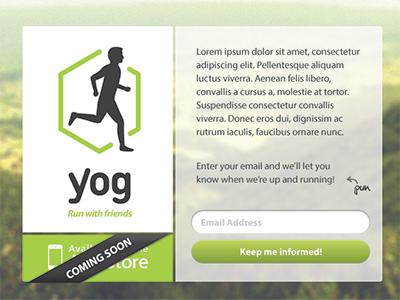 App Splash Page app green iphone running splash web yog