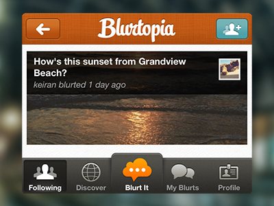 Blurtopia UI app ios iphone navigation tabbar tabs ui