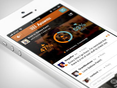 Results Screen Redesign answers app feedback ios iphone orange polling questions results social