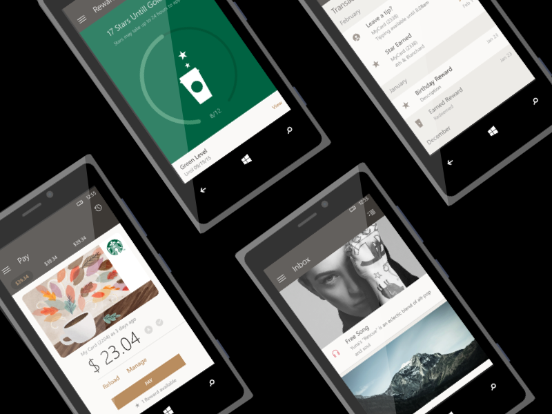Starbucks Windows Phone windows phone mobile coffee interface ui starbucks